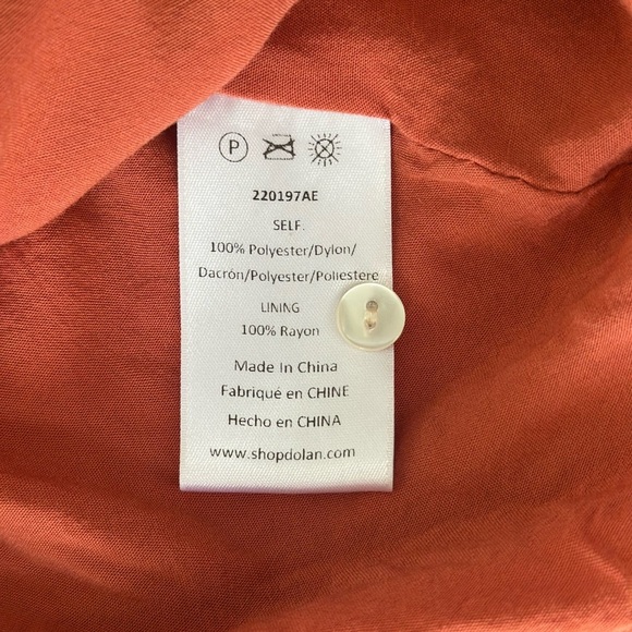 DOLAN Anthropologie Womens Top Blouse Tassle Tie Straps Button Up Lined Rust XXS - Picture 5 of 8